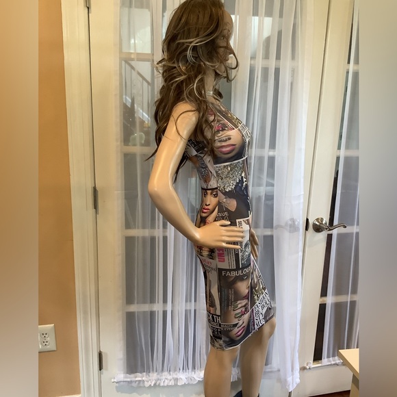 Unique Super Stretchy Sleeveless Bodycon Patchwork Dress - Picture 3 of 10